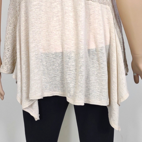 I Jeans by Buffalo Medium Cream waterfall style sheer & knit open Cardigan - Picture 8 of 12